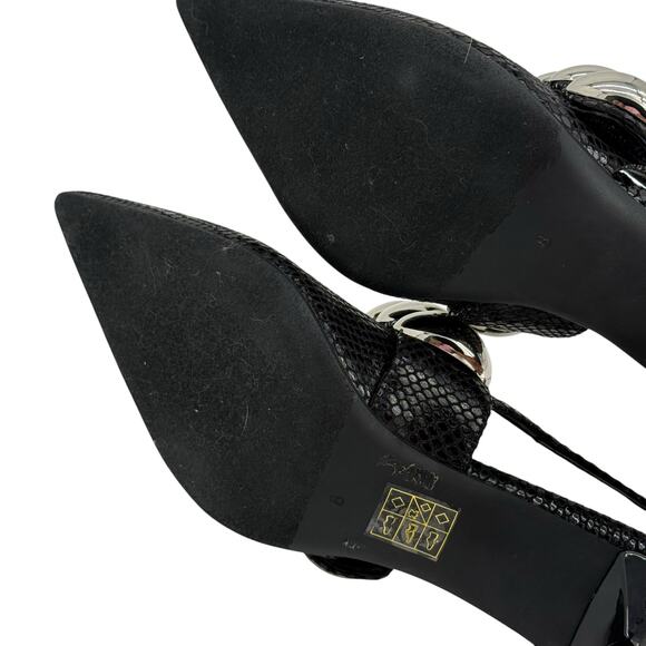 Jeffrey Campbell Black Leather Persona Slingback Pumps Womens 8 - Picture 13 of 13